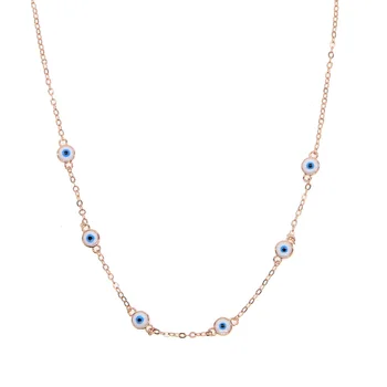 2019 pôvodné priame trendy ružové zlato náhrdelník pre ženy, dievčatá elegantná dievčenskú náhrdelník spevnené modré korálky kúzlo turecký šperky