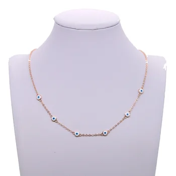 2019 pôvodné priame trendy ružové zlato náhrdelník pre ženy, dievčatá elegantná dievčenskú náhrdelník spevnené modré korálky kúzlo turecký šperky