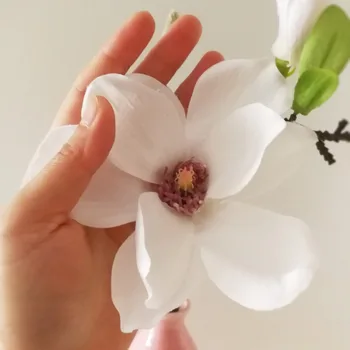 1Branch Krásne Umelé Kvetiny Stamen netkanej Textílie Falošné Magnolia Kvety Ručne DIY Strana Domov Svadobné Dekorácie