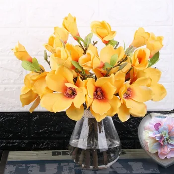 1Branch Krásne Umelé Kvetiny Stamen netkanej Textílie Falošné Magnolia Kvety Ručne DIY Strana Domov Svadobné Dekorácie