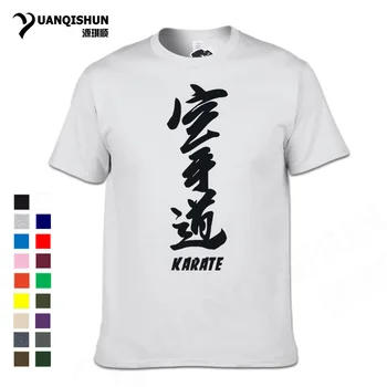 YUANQISHUN Značky T-shirt Čínsky Znak Karate Tlač Tričko 2018 Lete Nové kvalitné Mužov Tričko Čínskej Kultúry Hip Hop