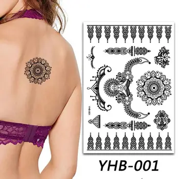 Nepremokavé Čiernej Čipky Tetovanie Nálepky Módy Sexy Arabskej, Indickej Ruže Motýľ Luk Farby Na Tetovanie Ruky, Ramena, Nohy