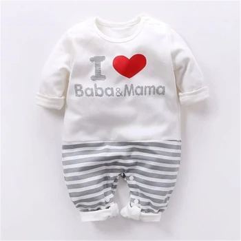 Jeseň Novorodenca Dieťa Dievča Chlapca Milujem Baba Mama Romper Jumpsuit Oblečenie Oblečenie NÁS