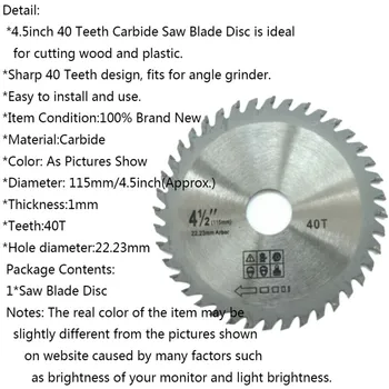 1 Ks 4.5/ 115mm pílového Kotúča Pre Drevené A Plastové uhlovú Brúsku Disk 40 Zubov