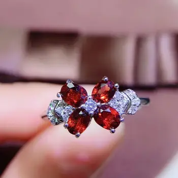 Jednoduché a nádherné, prírodný granát krúžok, 925 striebro, žien exkluzívne gem, pozrite sa na prírodný klenot shop