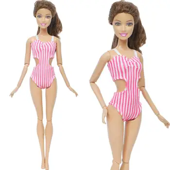Móda Ružový Prúžok Plavky Leto, Pláž, Kúpanie Bikiny, Plavky, Oblečenie pre Bábiku Barbie Príslušenstvo Baby Girl DIY Hračka 1D