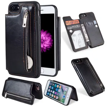 Peňaženky Karty Flip PU Kožené Zips puzdro Pre iPhone XS Max XR X 6 6 7 8 Plus XS Coque Pre Samsung Poznámku 8 9 S7 S7 Okraji S8 S9 Plus