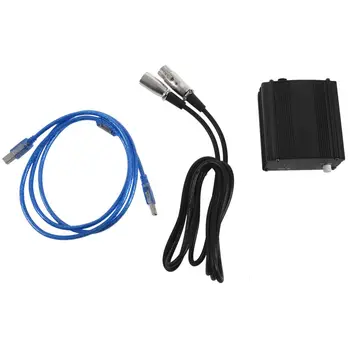 48V USB Phantom Napájanie USB Kábel Kábel Mikrofónu Pre Mini Mikrofón Kondenzátora záznamového Zariadenia,-black