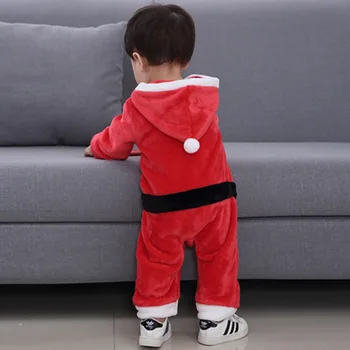 2020 Dieťa Romper Unisex Vianočný Kostým Flanelové Baby Boy Šaty S Kapucňou Zimné Baby Girl Šaty