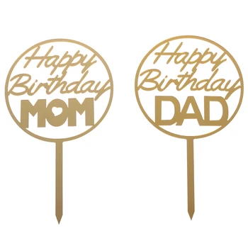 Happy Birthday Pečenie Cupcake Narodeninovej Párty Darček Cake Decoration Akryl Mama A Otec Narodeninovú Tortu, Mulčovače, Dezert Dekor
