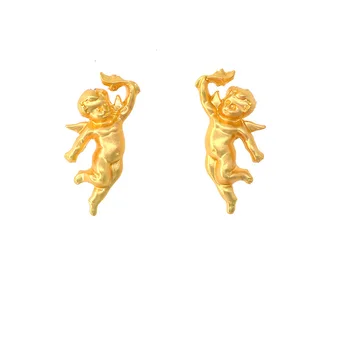 Zlaté Little Angel Stud Náušnice Barokový Ročník-inšpiroval Súd Pierce Náušnice Modlitba Šperky