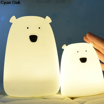 2021 Hot LED Farebné Nočné Svetlo Zvierat Medveď Silikónové Mäkké Cartoon Dieťa, dieťa materskej Škôlke na Čítanie pre Deti Darček