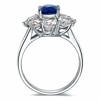 Luxusné modré crystal drahé kamene zafír prstene pre ženy AAA zirkón diamanty biele zlato strieborná farba šperky bijoux darček bague