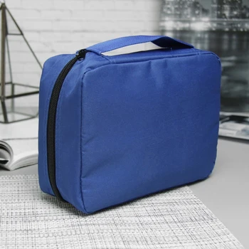 Cestovná kozmetická taška, oddiel na zips, háčik, farba modrá