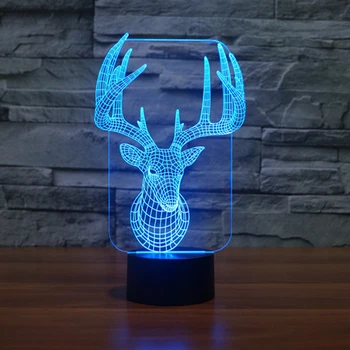 Elk tvar 3D nočné svetlo Usb Led farebný dotykový spínač visual 3D ilúziu tabuľka svetlo strany dovolenku deco atmosféru stolná lampa