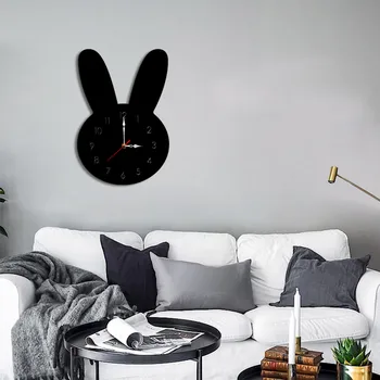 Nástenné hodiny domov domov obývacia izba, Nordic štýl králik nástenné hodiny stlmiť drevené kreatívne hodiny L0513