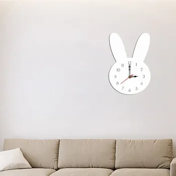 Nástenné hodiny domov domov obývacia izba, Nordic štýl králik nástenné hodiny stlmiť drevené kreatívne hodiny L0513