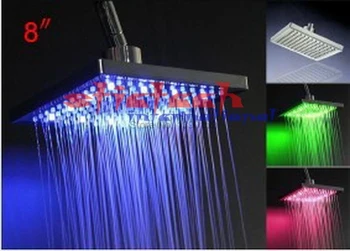 Dhl alebo ems 5 ks LED a RGB Farby Zrážok Sprcha Hlavu Obdĺžnikový Vodopád Sprcha Hlavy