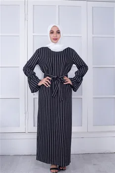Ženy Pruhy Dlhé Šaty Svetlice Rukáv Bežné Moslimských Abaya Ramadánu Kaftan Arabských Jilbab Islamskej Maxi Šaty, Šaty Turecký Malajzia Nové