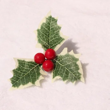 10PCS/veľa Vianočné Dekorácie Simulácia Malé Červené Bobule Zelené Listy Pre DIY Vianočný Strom Garland Materiál Príslušenstvo