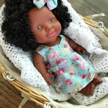 10 palcový Realisticky Reborn Africké Dieťa Dievča Bábiky Nažive zábavnú Vzdelávacie Hračky Darček k Narodeninám Bábiky pre Deti Deti Hračky Baby Doll
