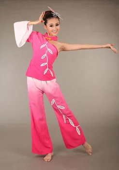 (0119) ženy Čínske Ľudové tanečné kostýmy flitrami Výšivky Hanfu yangko jazmín, kvet Jiangnan dážď klasické tanečné kostýmy
