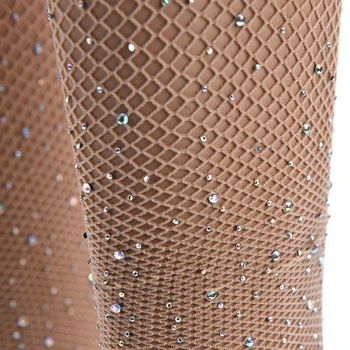 Ženy Osadenie Drahokamu Collant Femme Diamond Sexy Pančuchy Transparentné Sieťované Pančuchy Pantyhose