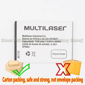 GND 3.8 V 1700mAh/6.46 Wh MLB9231 CP450J Náhradné Batérie Pre MULTILASER MSX smartphone Li-ion bateria Li-Polymer Batterie