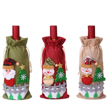2020 Vianočné Dekorácie Pre Domov Navidad Fľaša Vína Taška Kryt Santaclaus Snowen Vianočný Večierok Ozdoby, Výzdoba