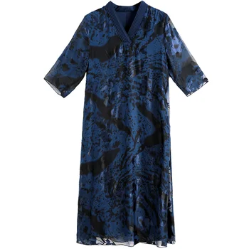 Žena Hodvábne Šaty 2020 Jar Leto Vintage Elegantné Bežné Midi Šaty Žien Oblečenie Dámske Šaty Plus Veľkosť Vestidos MY2446