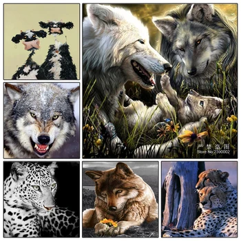 5D DIY Diamond Maľby Zvierat Cross Stitch Kravy vlk tiger, leopard Diamond Mozaiky Vyšívanie Diamond Výšivky Domov Dekoratívne