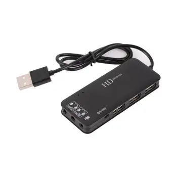 USB HUB + Enternal Stereo Zvuková Karta Adaptéra s 3 Porty USB 2.0 2 Micphone Jack 3,5 mm Slúchadlá Audio AUX