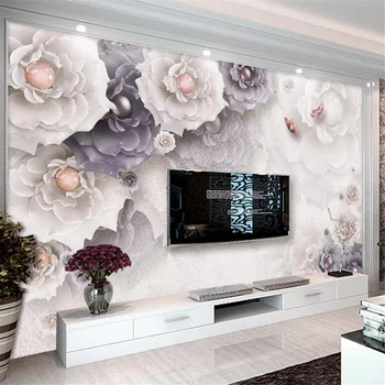 Beibehang Vlastnú tapetu 3d nástenná maľba atmosféru jemné pivónia šperky kvet obývacia izba 3d TV pozadí steny papiere domova