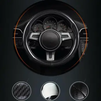 Auto-styling 38cm black carbon fiber top PVC kože volante vozidla kryt pre Audi Q5