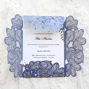 Lotus Leaf Pearl Pozvánka Kryt Svadobné Oslavu Pozvať Modrá Burgundská Ružová Personalizovaná Tlač 50 Ks