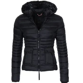 Zimné 2020 Vetrovka žien kabát puffer puffer bunda, kabát dámske oblečenie bežné slim fit pre pevnú kabát žien Kabát s Kapucňou
