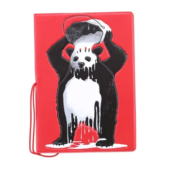 3D animovaný Panda Držiteľa Pasu alebo preukazu totožnosti Panda Design Pas Prípade Cestovný Lístok Karty Taška Červená Farba Pas Kryt