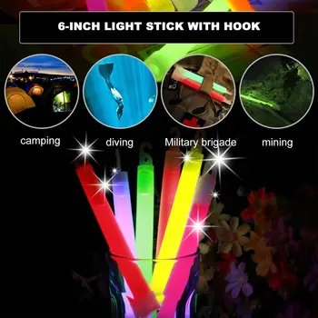 6 palcový Žiariace Stick Chemické Žiary Stick Svetlo Stick Outdoor Camping Núdzové Osvetlenie pre Strany, Vianočné Dekorácie est Hot