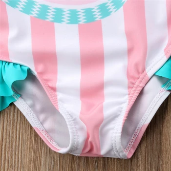 Baby Dievčatá Plavky Leto Melón Ružová Pruhovaný Vzor Deti Plávanie nosenie Detí jednodielne plavky Letné Plážové oblečenie