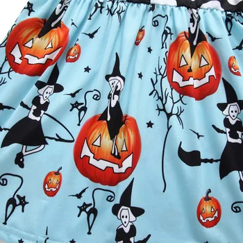 Jeseň Detí Dievča Šaty Bavlna Bežné Tekvica Polka Dot Vzor Dlhý Rukáv Šaty Halloween Dieťa Oblečenie
