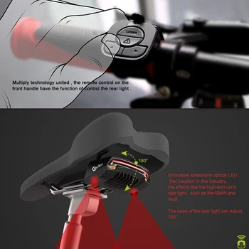 X5 Bicykel Zadné Svetlo na Bicykel Bezdrôtové Diaľkové Svetlo Zase Signál LED Lúč USB Spoplatnené zadné Svetlo