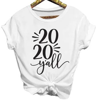 2020 Yall Dievča, Číslo Listu Tlač Krátky Rukáv O Krk Letné T-Shirt Top Hip Hop tričká Top Tees Žena
