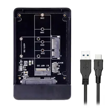 Kombinovaný M. 2 NGFF B-key & mSATA SSD na USB Typ-C Converter Prípade Kryte s vypínačom