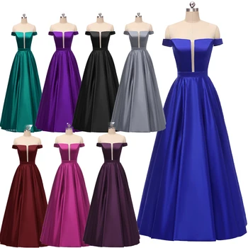 Elegantné Ramena Kráľovská Modrá Večerné Šaty 2019 Sexy Plus Veľkosť Dlhé Saténové Prom Formálne Šaty s Čipkou Späť