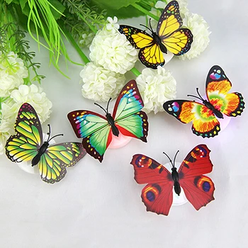 12 pack Horúce! Farby Roztomilý Motýľ LED Nočné Svetlo Domov Izba Stôl, Stenu Decor