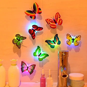 12 pack Horúce! Farby Roztomilý Motýľ LED Nočné Svetlo Domov Izba Stôl, Stenu Decor