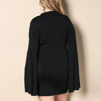 Žena, Plus Veľkosť Čierne Mini Šaty Módne Elegantné Večerné Party Vestidos Veľké Veľkosti, tvaru Dlhé Split Rukáv Bodycon Šaty