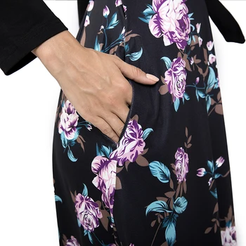 Aamikast Jeseň Bežné Sexy tvaru Ženy Maxi Šaty s Dlhými rukávmi Čierna Top Dlhé Vzor Kvetinové Šaty Vestidos