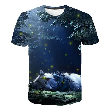 Wolft tričko Priestor Galaxy 3D Tlač Zvierat t-shirt Pohode Funny T-Shirt Mužov Krátky Rukáv Harajuku t shirt Letné Módy Bežné Topy