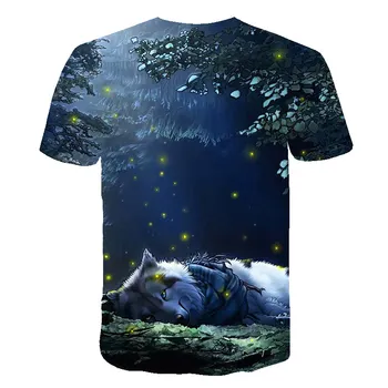 Wolft tričko Priestor Galaxy 3D Tlač Zvierat t-shirt Pohode Funny T-Shirt Mužov Krátky Rukáv Harajuku t shirt Letné Módy Bežné Topy